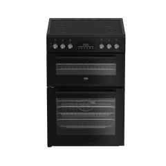 Beko EDC6731K 60cm Double Oven Electric Cooker with Vitroceramic Hob - Black