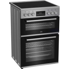 Beko EDC6731S 60cm Double Oven Electric Cooker with Vitroceramic Hob - Silver