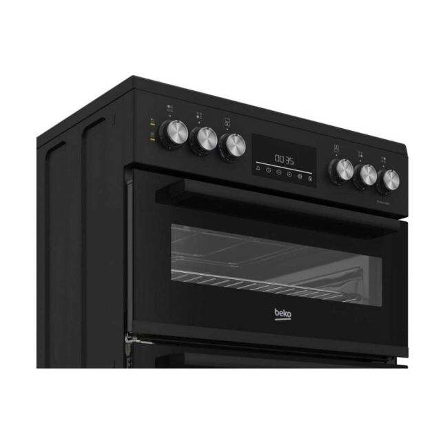 Beko EDC6731K 60cm Double Oven Electric Cooker with Vitroceramic Hob - Black