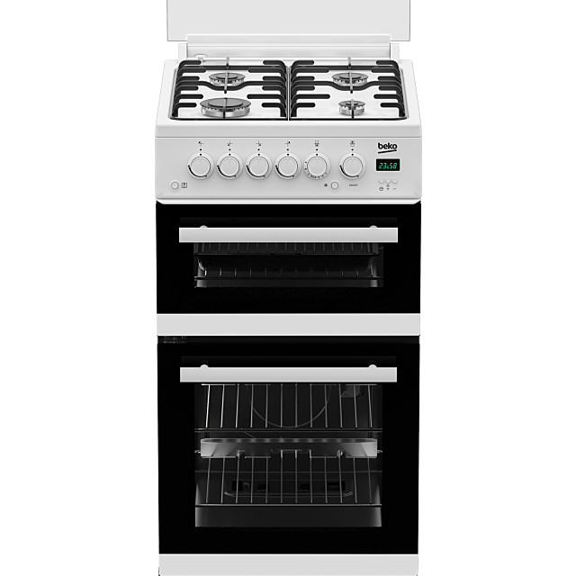 Beko EDG507W 50cm Twin Cavity Gas Cooker with Gas Hob - White