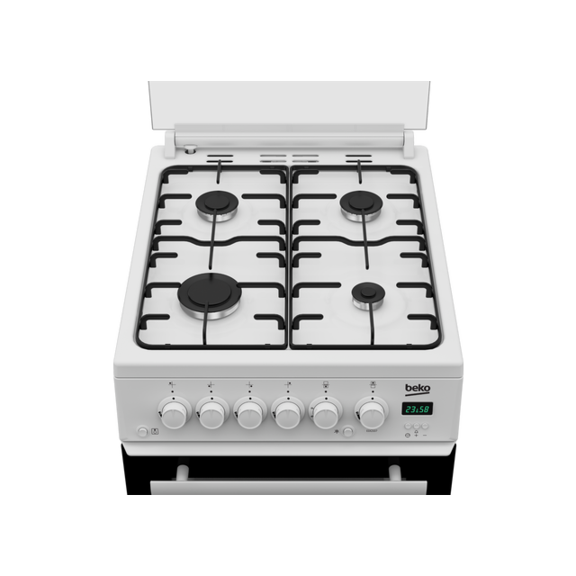 Beko EDG507W 50cm Twin Cavity Gas Cooker with Gas Hob - White