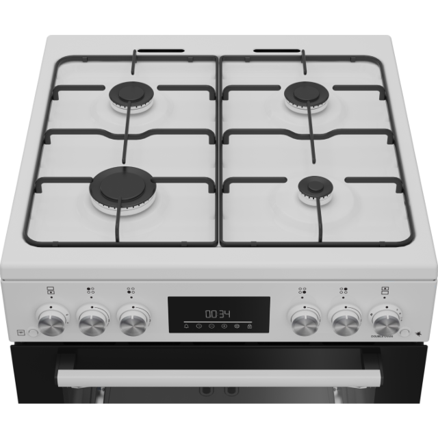 Beko EDG6231W 60cm Twin Cavity Gas Cooker with Enamel Hob - White