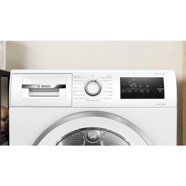 Bosch WTH85226GB 8kg Heat Pump Tumble Dryer in White / Silver Porthole 