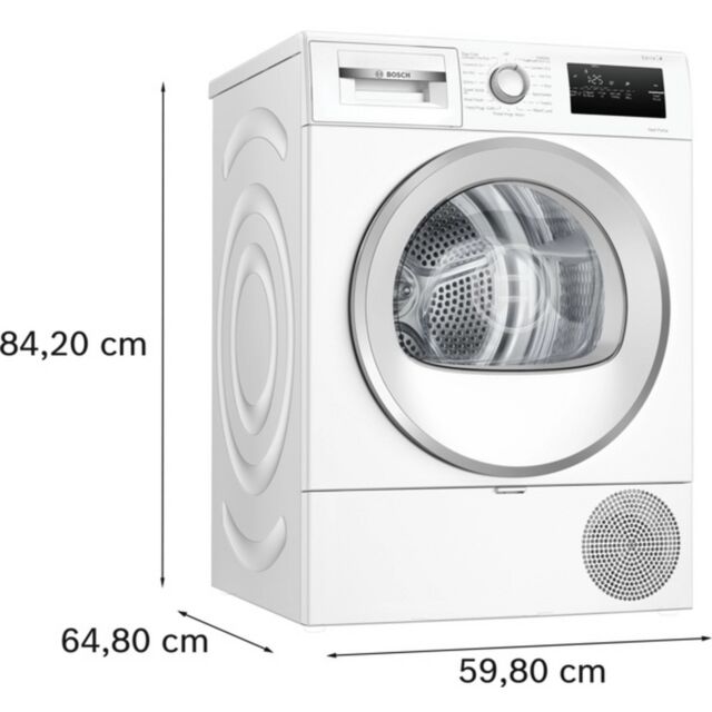 Bosch WTH85226GB 8kg Heat Pump Tumble Dryer in White / Silver Porthole 