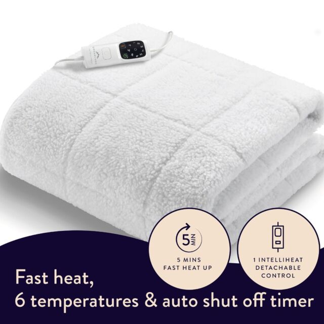 Dreamland 16694C Single Underblanket inchScandi Sherpa Intelliheatinch Elasticated Corner Straps