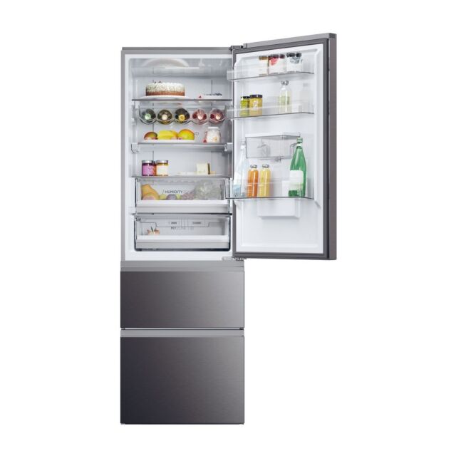 Haier HTW5618EWMP Fridge Freezer W60cm Frost Free Dark Inox Water Dispenser