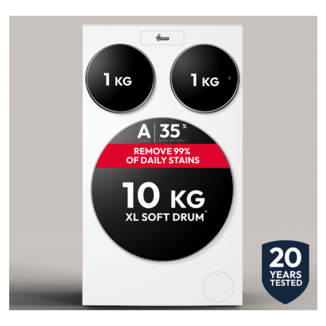 Hoover HMQD410CBL9-80 MultiWash Washing Machine 1x10kg Drum - 2x1kg Drum