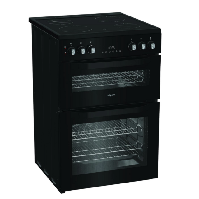 Hotpoint HDE6VDC2B1 60cm Double Oven Electric Cooker with Ceramic Hob - Black