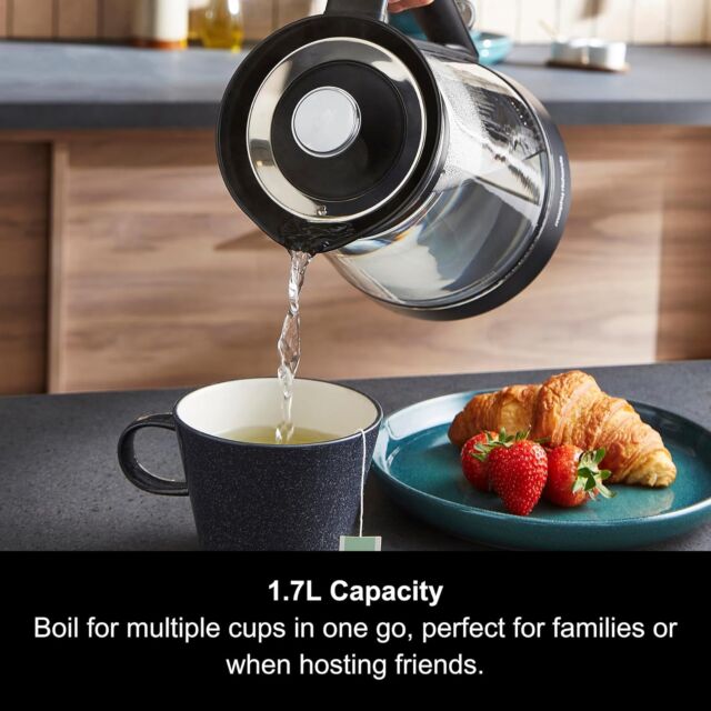 Morphy Richards 108004 1.7 Litres Glass Jug Kettle - Black/Chrome/Clear