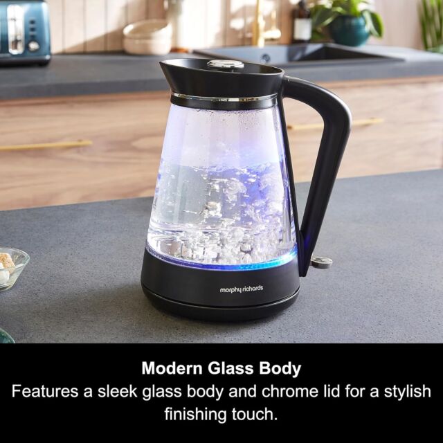 Morphy Richards 108004 1.7 Litres Glass Jug Kettle - Black/Chrome/Clear