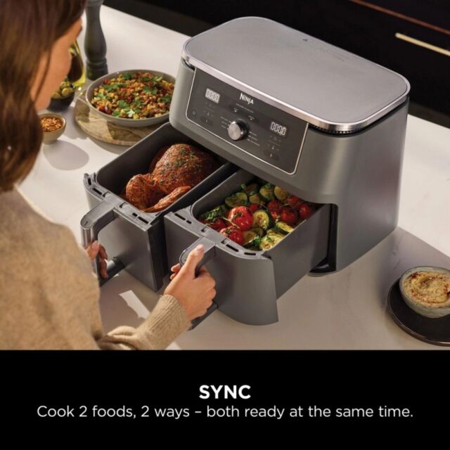 Ninja DZ400UK Dual Zone Air Fryer 9.5 Litre in Gun Metal Grey