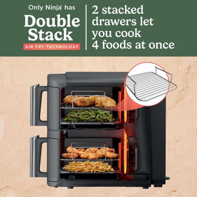 Ninja SL400UK Air Fryer Double Stack 2 Drawer XL 9.5l in Grey