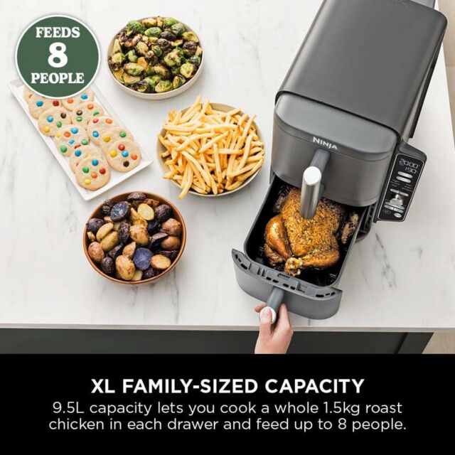 Ninja SL400UK Air Fryer Double Stack 2 Drawer XL 9.5l in Grey