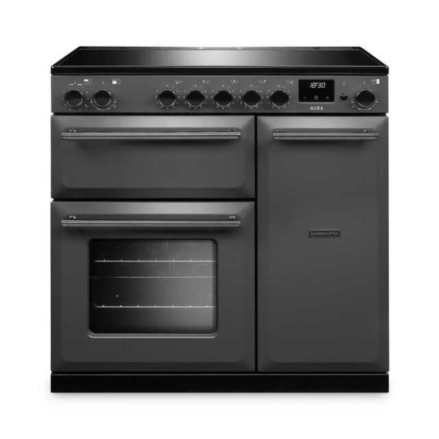 Rangemaster AURA90EIP/19285 90cm Induction Range Cooker - Slate with Onyx trim