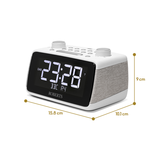 Roberts ORTUS4W Radio Alarm Clock Large Display DAB+ in White