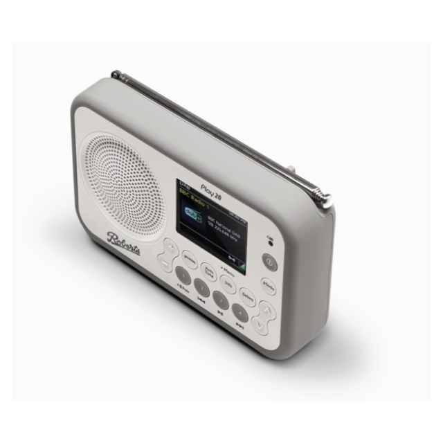 Roberts PLAY20W DAB+ FM Portable Radio in White with Rubber Bumper