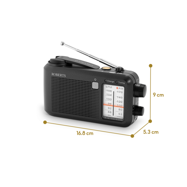 Roberts R9957S Multi-Powered FM Radio Hand Crank Dynamo