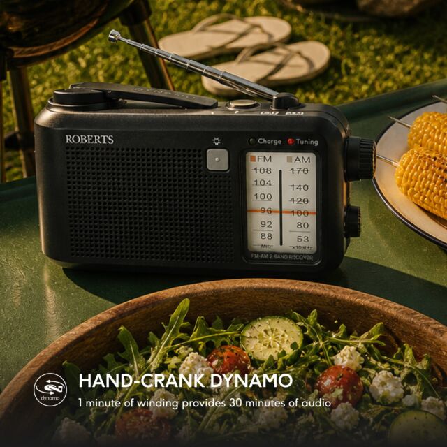 Roberts R9957S Multi-Powered FM Radio Hand Crank Dynamo