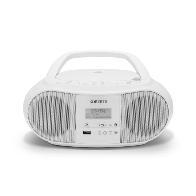 Roberts ZOOMBOX4W Portable Boombox DAB/FM CD, USB, Bluetooth in White