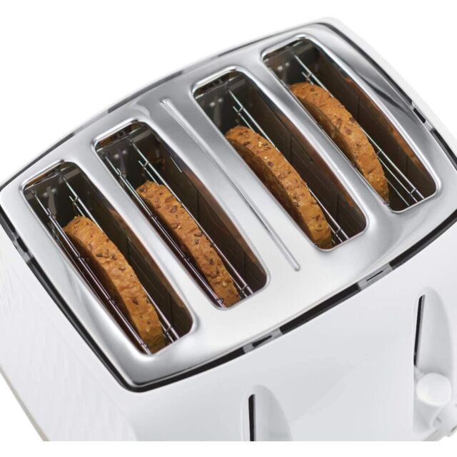 Russell Hobbs 26070 4 Slice Toaster in White Honeycomb Effect