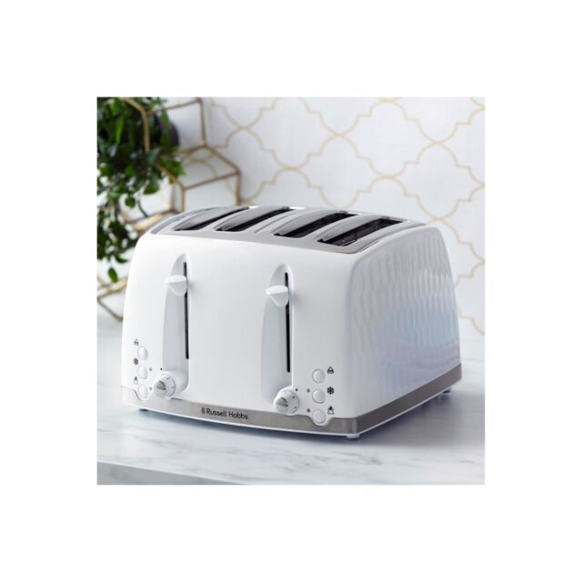 Russell Hobbs 26070 4 Slice Toaster in White Honeycomb Effect