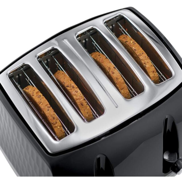 Russell Hobbs 26071 4 Slice Toaster in Black Honeycomb Effect