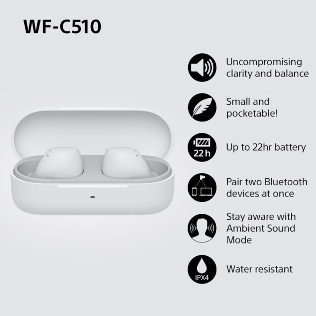 Sony WFC510W.CE7 Bluetooth In Ear Headphones in White