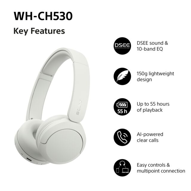 Sony WHCH530W.CE7 Wireless Over ear headphones - White