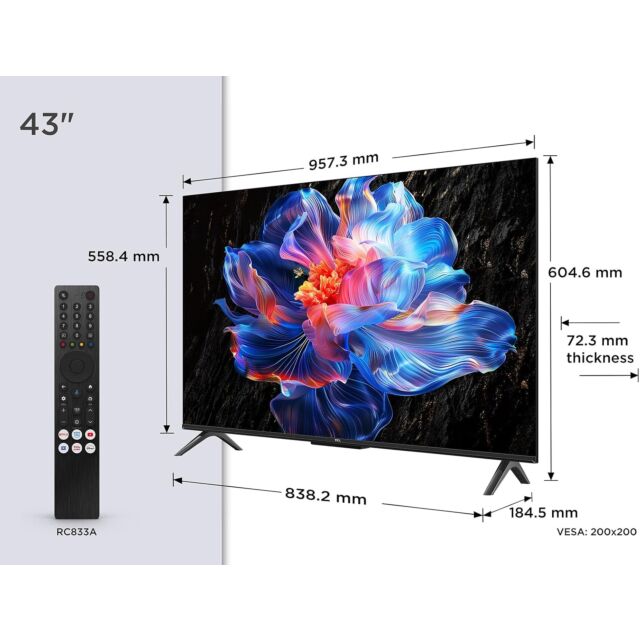 TCL 43V6C-UK 43inch 4K Direct LED HDR Google TV
