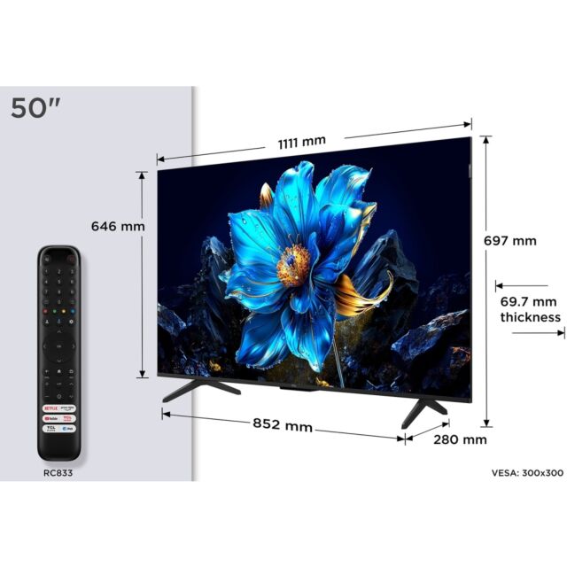 TCL 50P7K-UK 50inch 4K QLED Direct LED HDR Google TV