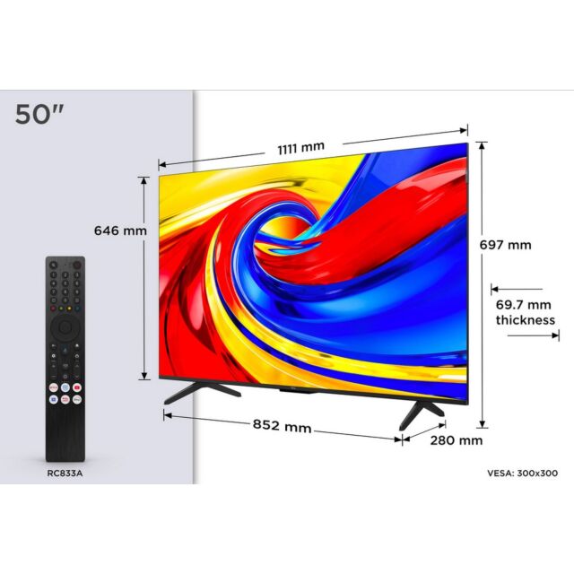 TCL 50P7L-UK 50inch 4K HDR QLED Direct LED Google TV