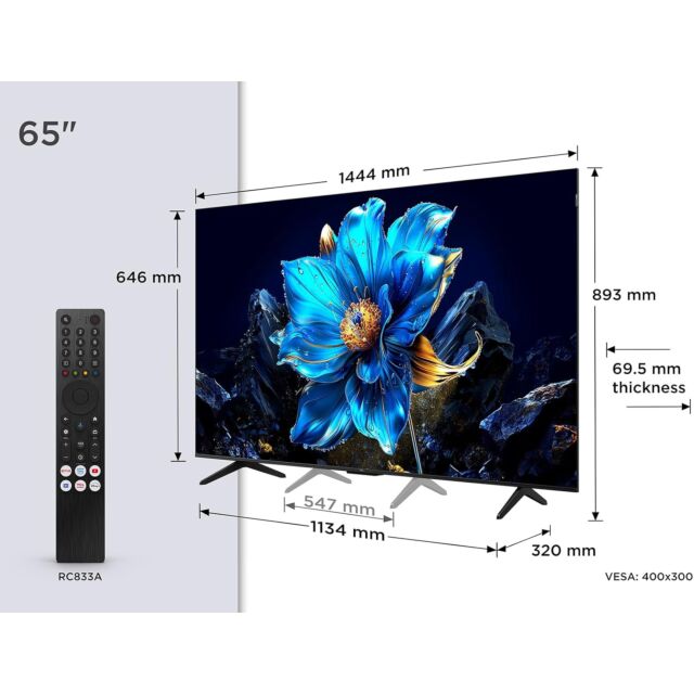 TCL 65P7K-UK 65inch 4K QLED Direct LED HDR Google TV